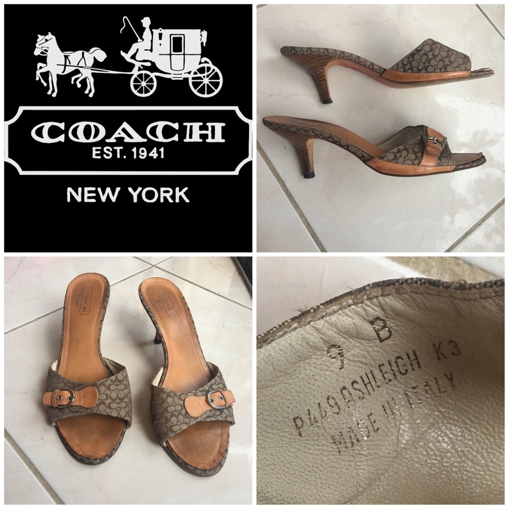 Coach Ashleigh Kitten Heel Sandals Slides Heels